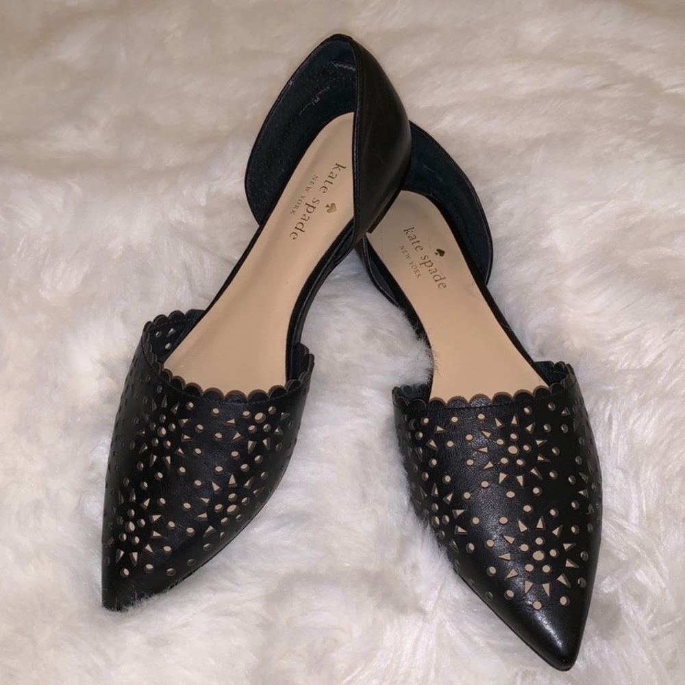 Kate Spade d’orsay point-toe, black leather flats